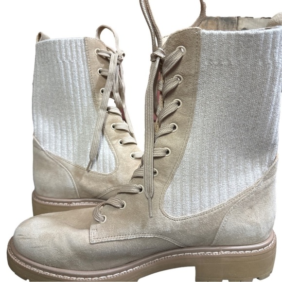 Sam Edelman ‘Lydell’ Mixed Media Suede and Ribbed Knit Combat Boot Size 8.5 - Picture 10 of 13